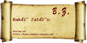 Bakó Zalán névjegykártya